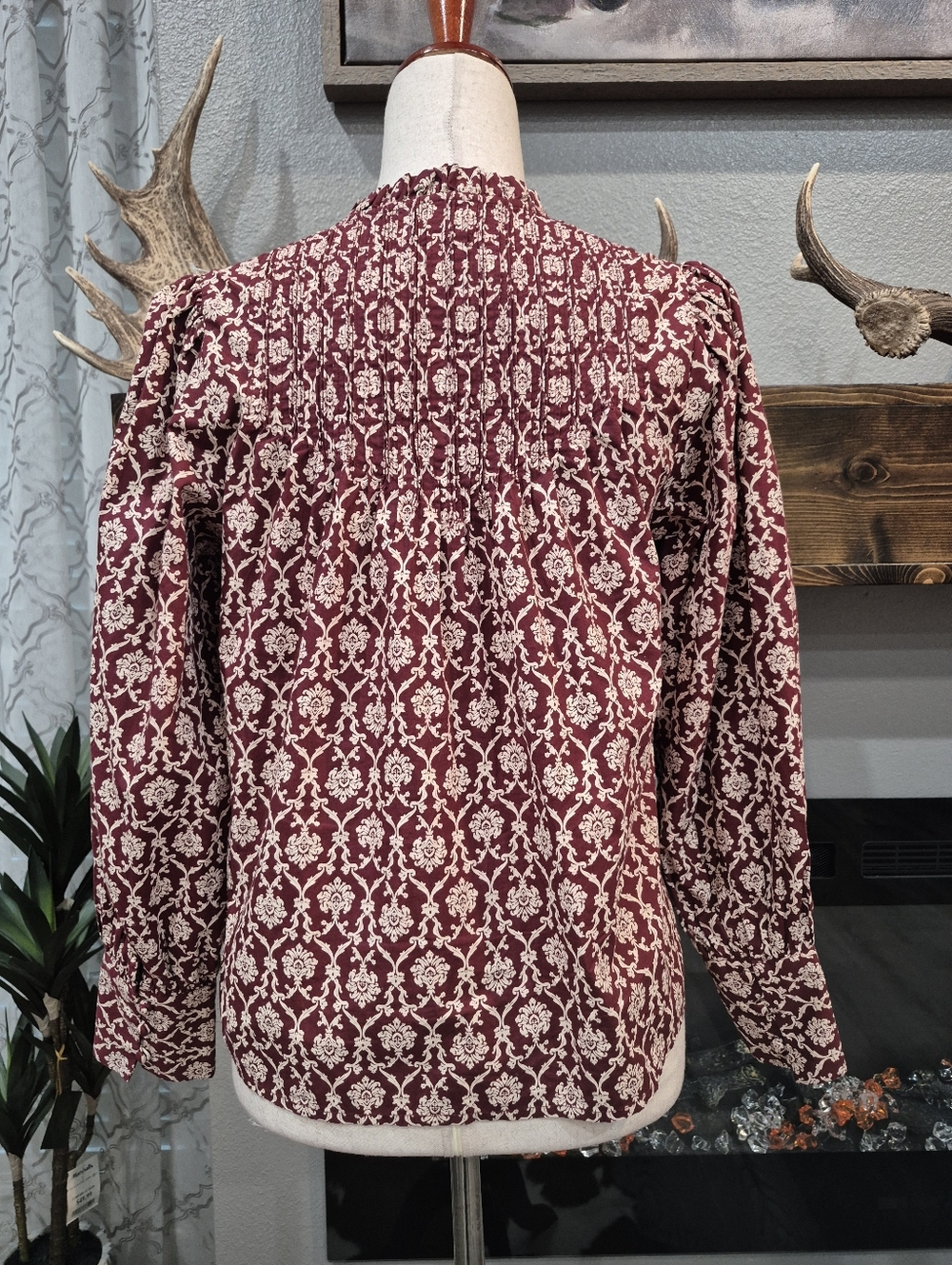 SONMER Women's Blouse Long-Sleeve Mock Neck Blouse Size Medium - Picture 2 of 8